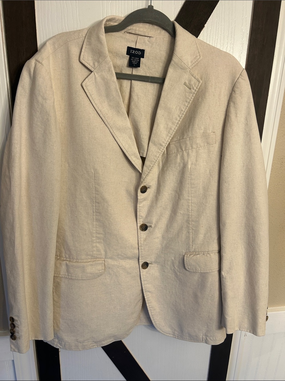 Izod Cream Single-Breasted Casual Blazer